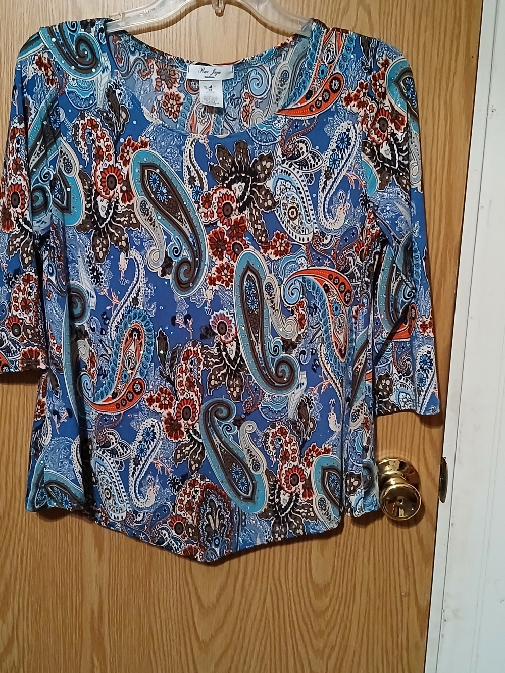 Rue JUJU Blue Paisley Scoop-Neck Women's Blouse